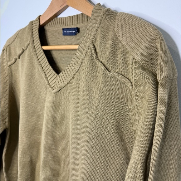 Uni Style Image Men’s Brown Cotton V-Neck Knit Sweater (XXL) - Picture 2 of 7